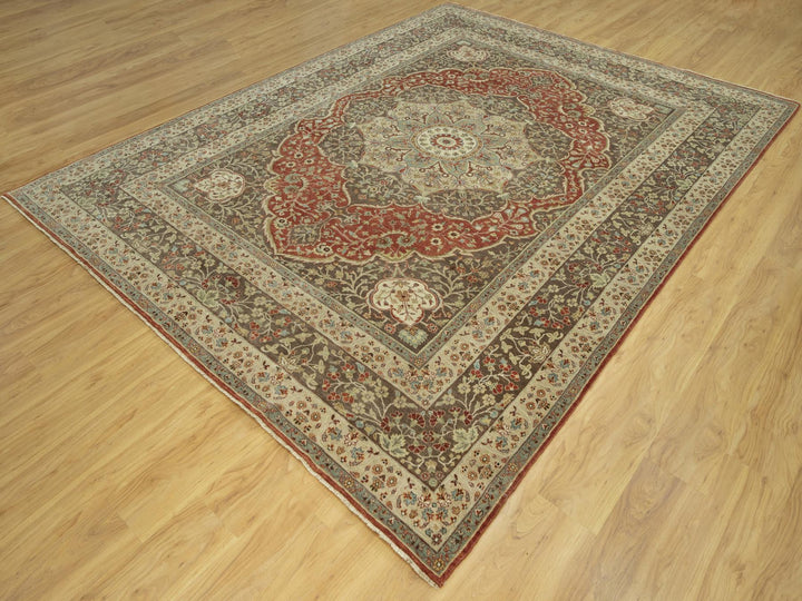9'2" x 12'1" New Hand Knotted Red Wool Rectangle Oriental Rug - MOA10290634