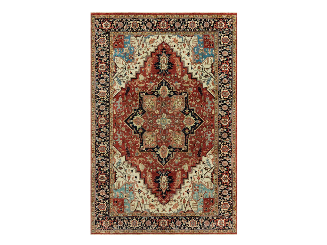 6'0" x 9'1" New Hand Knotted Red Wool Rectangle Oriental Rug - MOA10290643