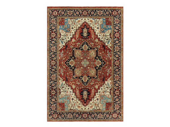 6'0" x 9'1" New Hand Knotted Red Wool Rectangle Oriental Rug - MOA10290643