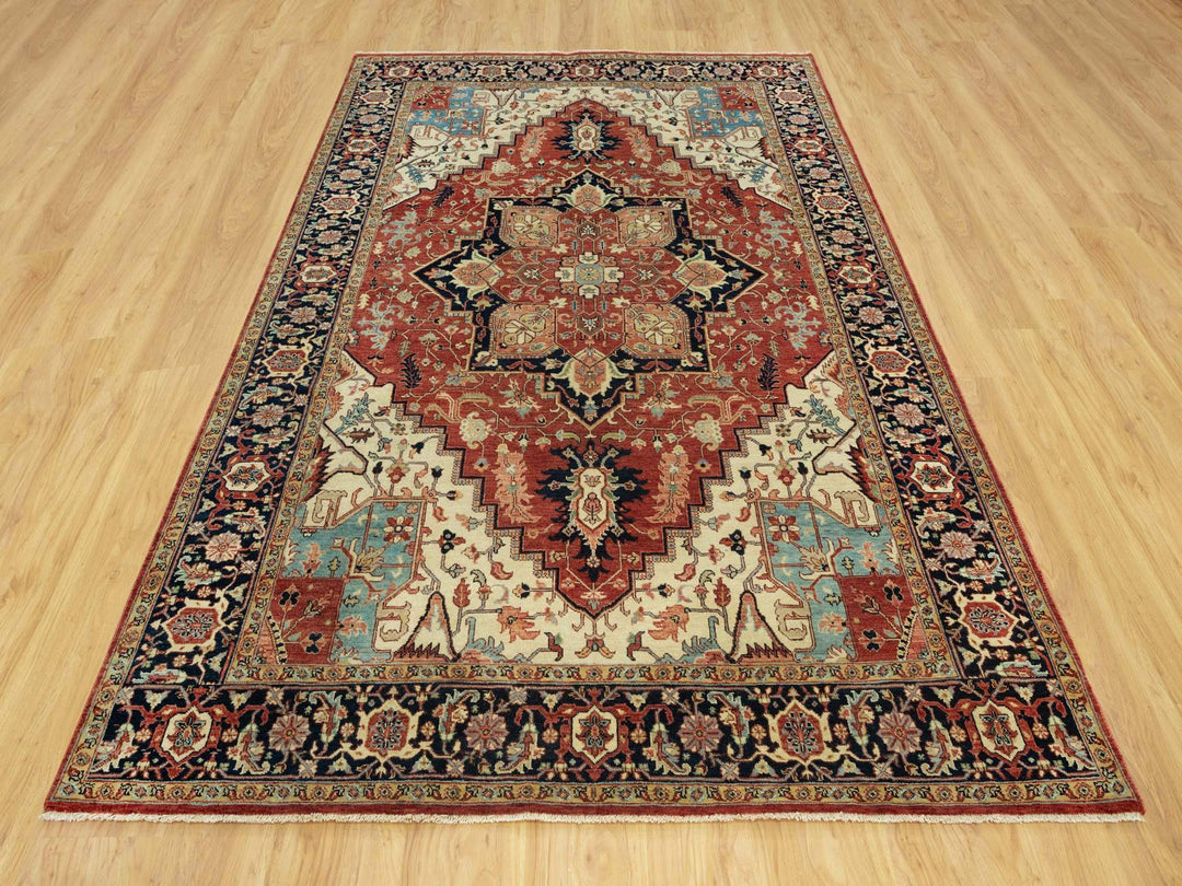 6'0" x 9'1" New Hand Knotted Red Wool Rectangle Oriental Rug - MOA10290643