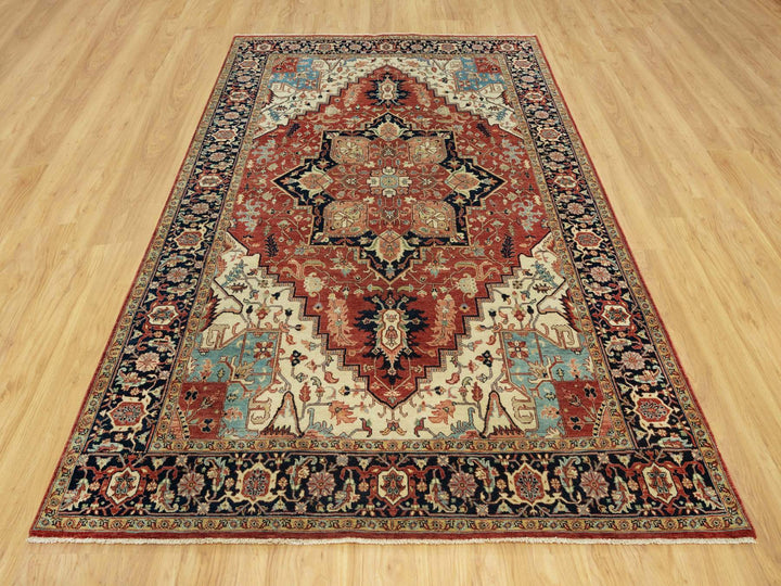 6'0" x 9'1" New Hand Knotted Red Wool Rectangle Oriental Rug - MOA10290643