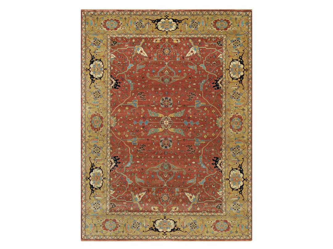 8'10" x 12'0" New Hand Knotted Red Wool Rectangle Oriental Rug - MOA10290658
