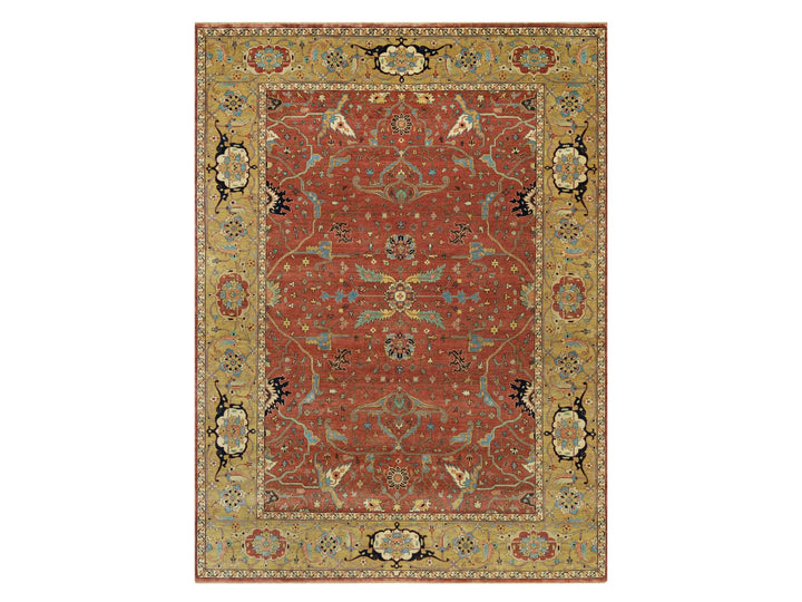 8'10" x 12'0" New Hand Knotted Red Wool Rectangle Oriental Rug - MOA10290658