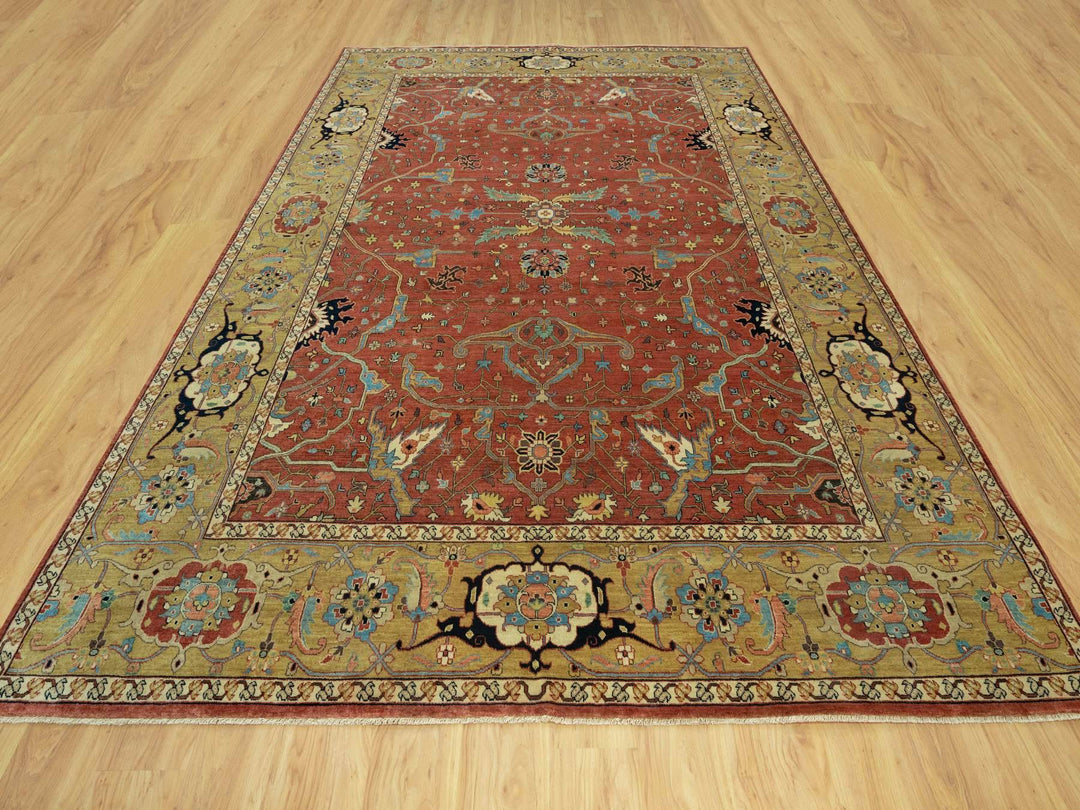 8'10" x 12'0" New Hand Knotted Red Wool Rectangle Oriental Rug - MOA10290658