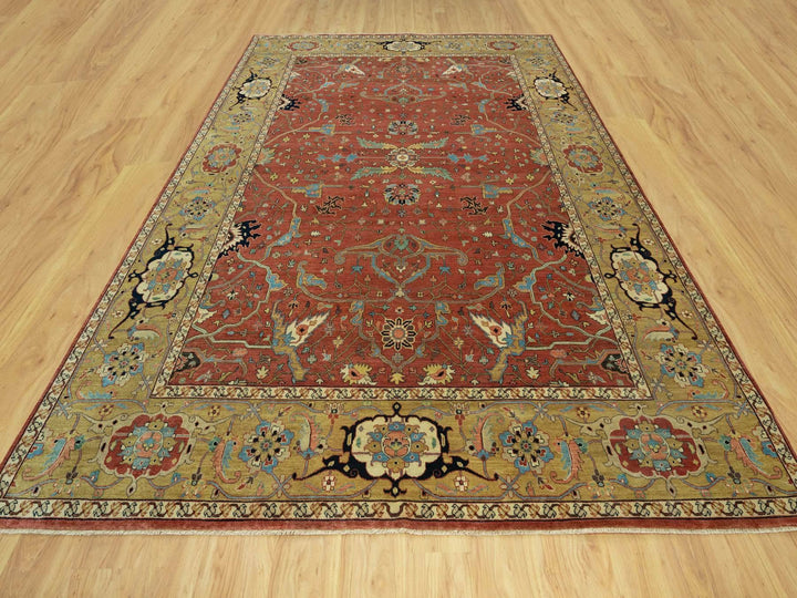8'10" x 12'0" New Hand Knotted Red Wool Rectangle Oriental Rug - MOA10290658