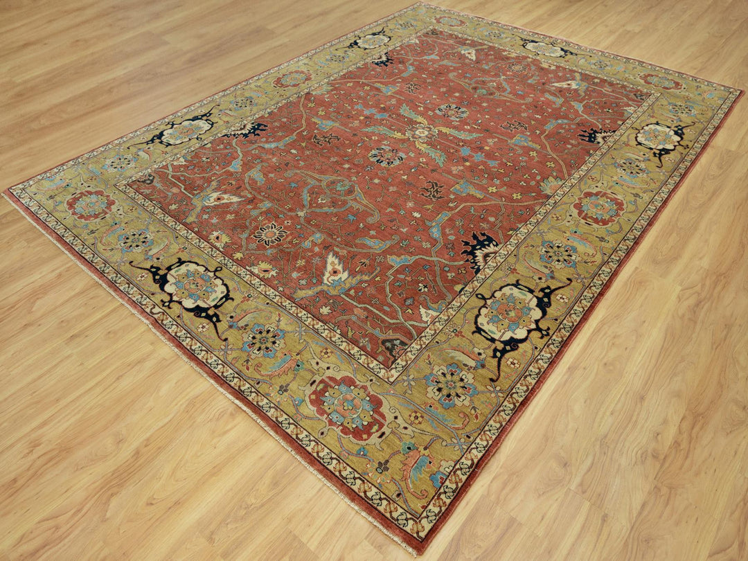 8'10" x 12'0" New Hand Knotted Red Wool Rectangle Oriental Rug - MOA10290658