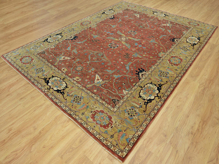 8'10" x 12'0" New Hand Knotted Red Wool Rectangle Oriental Rug - MOA10290658