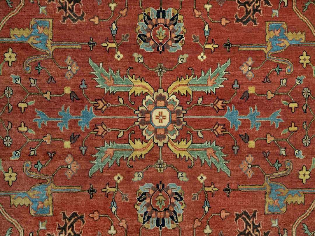 8'10" x 12'0" New Hand Knotted Red Wool Rectangle Oriental Rug - MOA10290658