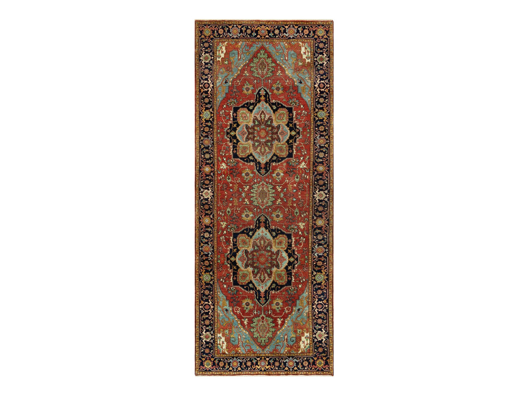 3'10" x 10'2" New Hand Knotted Red Wool Runner Oriental Rug - MOA10290664