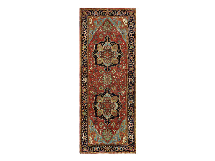 3'10" x 10'2" New Hand Knotted Red Wool Runner Oriental Rug - MOA10290664