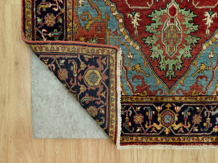 3'10" x 10'2" New Hand Knotted Red Wool Runner Oriental Rug - MOA10290664