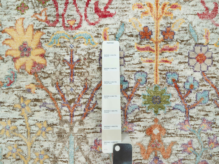 4'2" x 9'11" New Hand Knotted Beige Wool & Silk Runner Oriental Rug - MOA10290675