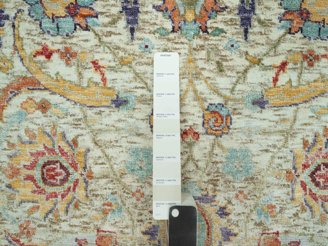 2'7" x 17'11" New Hand Knotted Beige Wool & Silk Runner Oriental Rug - MOA10290681
