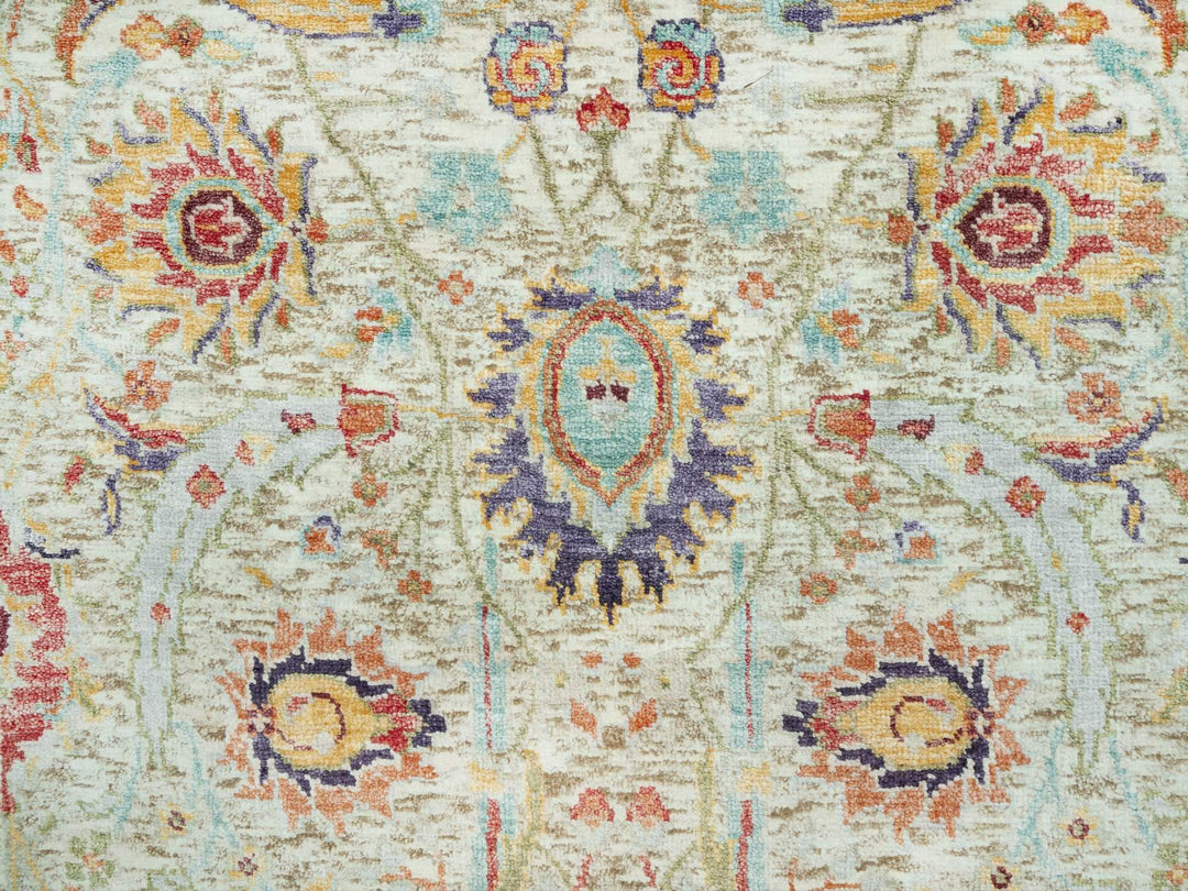 2'7" x 17'11" New Hand Knotted Beige Wool & Silk Runner Oriental Rug - MOA10290681
