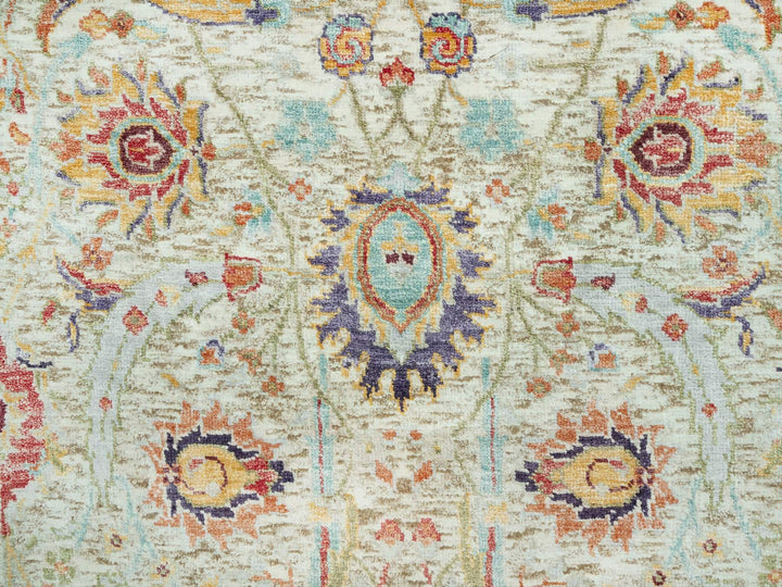 2'7" x 17'11" New Hand Knotted Beige Wool & Silk Runner Oriental Rug - MOA10290681