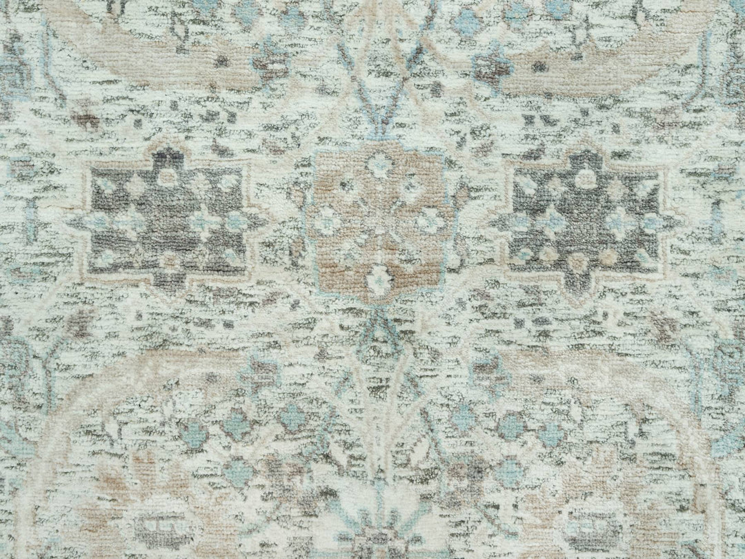 2'6" x 9'11" New Hand Knotted Ivory Wool & Silk Runner Oriental Rug - MOA10290683