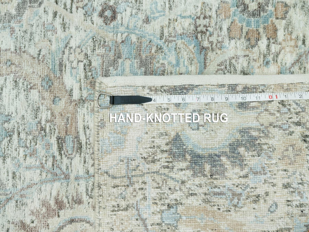 2'6" x 9'11" New Hand Knotted Ivory Wool & Silk Runner Oriental Rug - MOA10290683