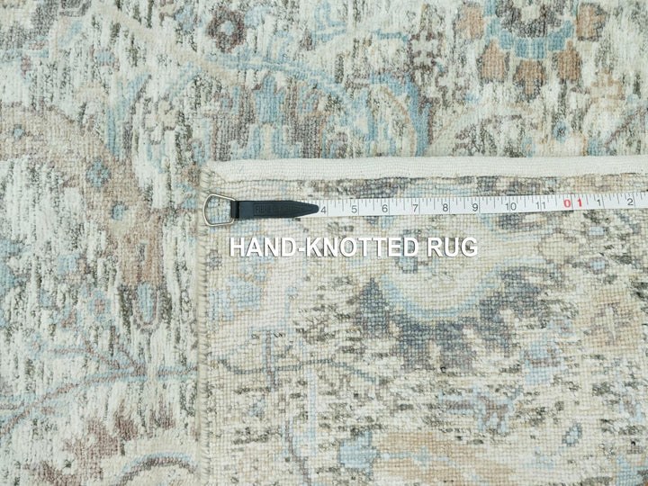 2'6" x 9'11" New Hand Knotted Ivory Wool & Silk Runner Oriental Rug - MOA10290683