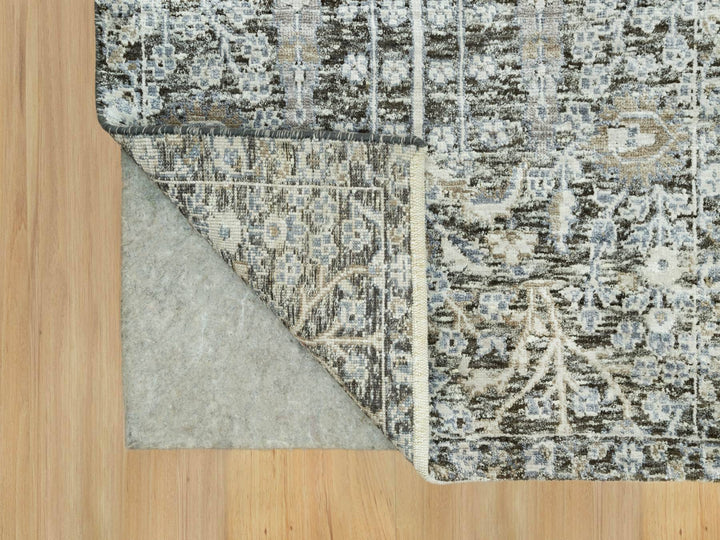 2'4" x 8'1" New Hand Knotted Grey Wool & Silk Runner Oriental Rug - MOA10290684