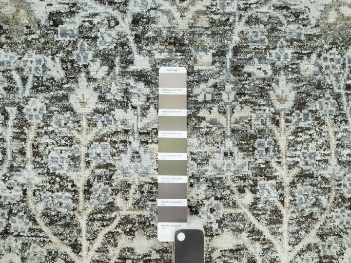 2'4" x 8'1" New Hand Knotted Grey Wool & Silk Runner Oriental Rug - MOA10290684