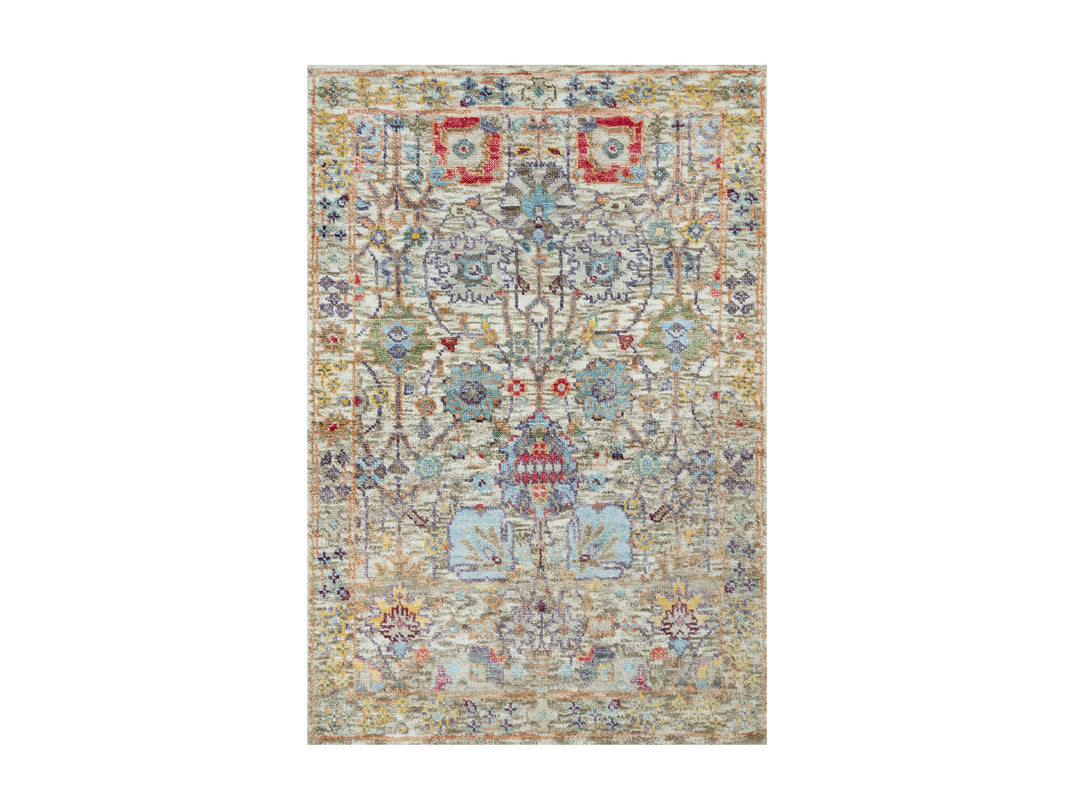 2'0" x 3'0" New Hand Knotted Ivory Wool & Silk Rectangle Oriental Rug - MOA10290694