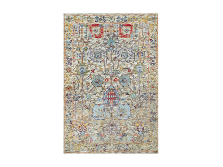 2'0" x 3'0" New Hand Knotted Ivory Wool & Silk Rectangle Oriental Rug - MOA10290694
