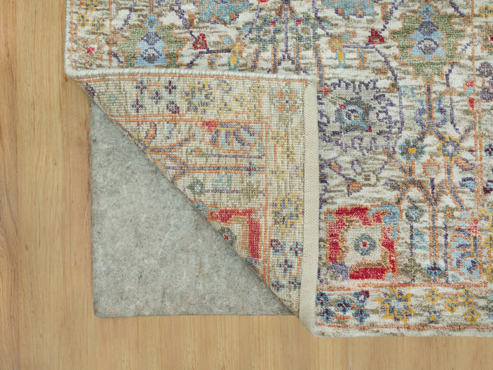 2'0" x 3'0" New Hand Knotted Ivory Wool & Silk Rectangle Oriental Rug - MOA10290694