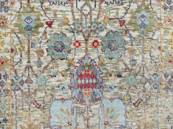 2'0" x 3'0" New Hand Knotted Ivory Wool & Silk Rectangle Oriental Rug - MOA10290694