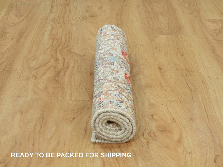 2'0" x 3'0" New Hand Knotted Ivory Wool & Silk Rectangle Oriental Rug - MOA10290694