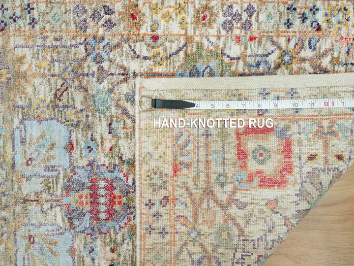 2'0" x 3'0" New Hand Knotted Ivory Wool & Silk Rectangle Oriental Rug - MOA10290694
