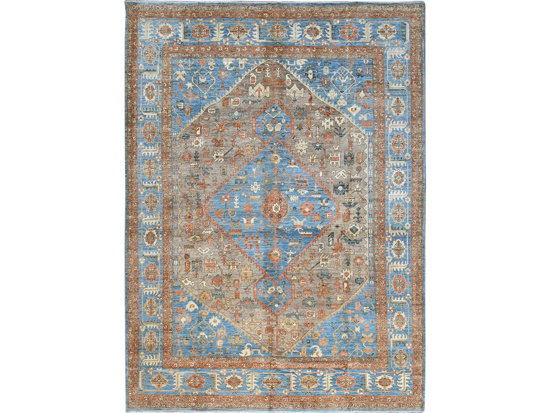 9'2" x 12'3" New Hand Knotted Brown Wool Rectangle Oriental Rug - MOA102906