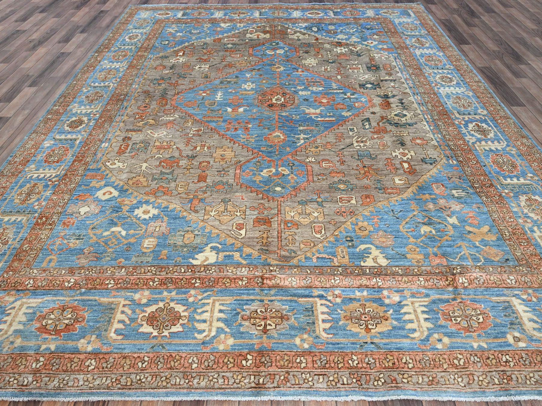 9'2" x 12'3" New Hand Knotted Brown Wool Rectangle Oriental Rug - MOA102906