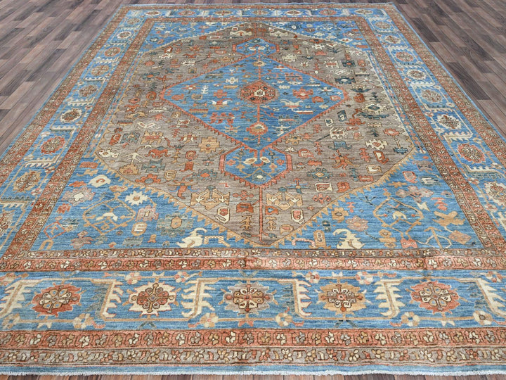9'2" x 12'3" New Hand Knotted Brown Wool Rectangle Oriental Rug - MOA102906