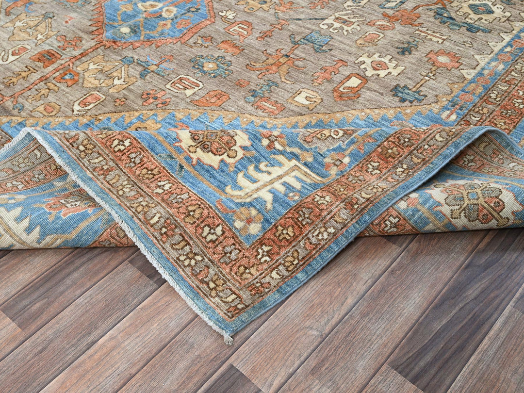 9'2" x 12'3" New Hand Knotted Brown Wool Rectangle Oriental Rug - MOA102906
