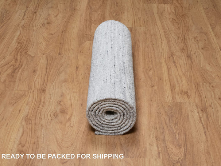 2'7" x 8'0" New Hand Loomed Grey Wool Runner Oriental Rug - MOA10290727