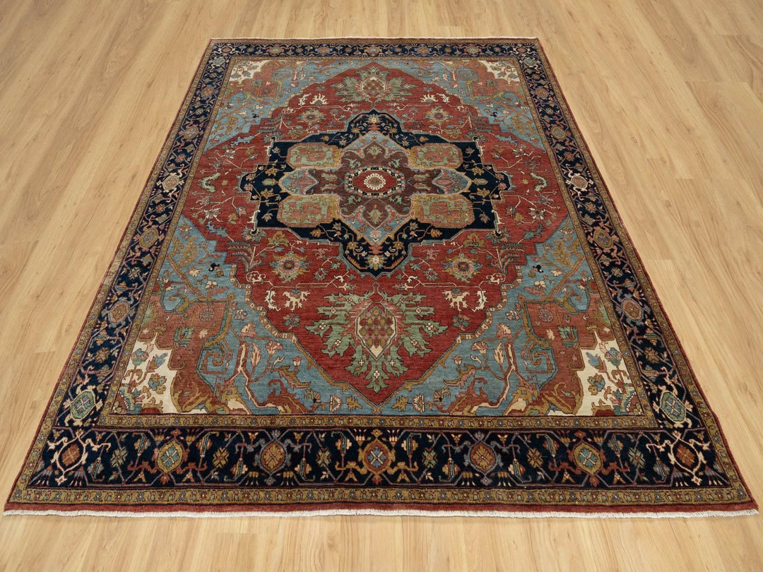 8'1" x 8'1" New Hand Knotted Red Wool Square Oriental Rug - MOA10290731