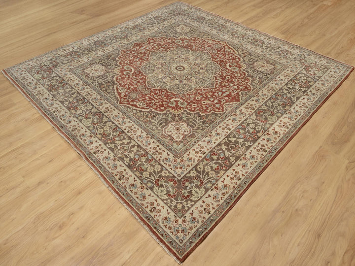 8'0" x 8'2" New Hand Knotted Red Wool Square Oriental Rug - MOA10290736