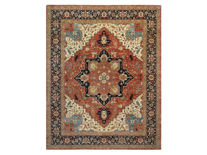 12'0" x 15'1" New Hand Knotted Red Wool Rectangle Oriental Rug - MOA10290742