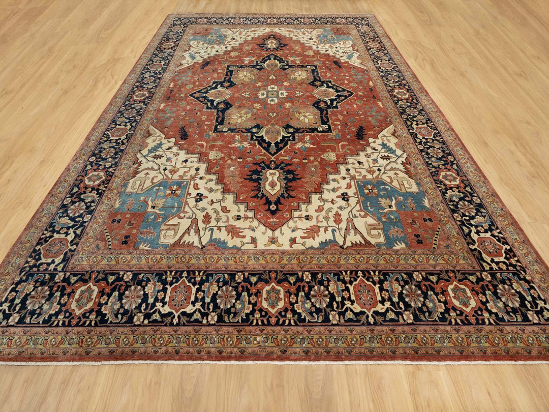12'0" x 15'1" New Hand Knotted Red Wool Rectangle Oriental Rug - MOA10290742