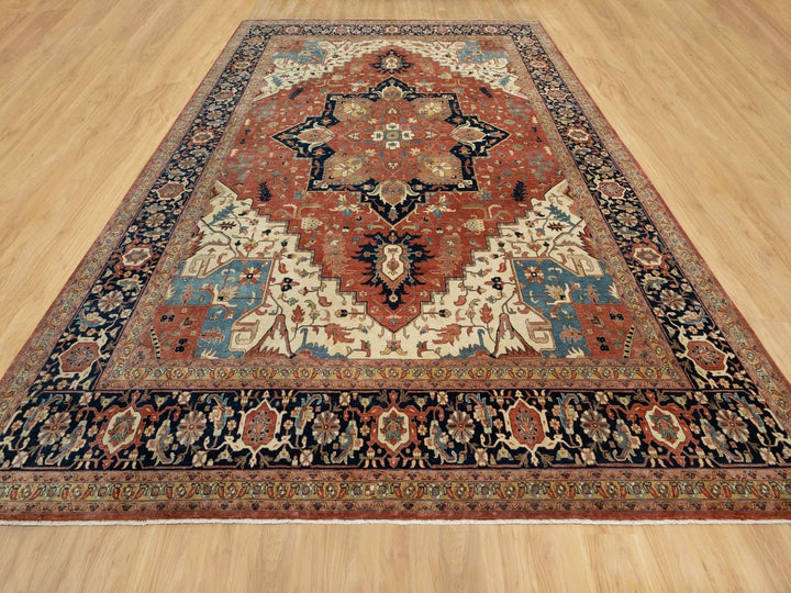 12'0" x 15'1" New Hand Knotted Red Wool Rectangle Oriental Rug - MOA10290742