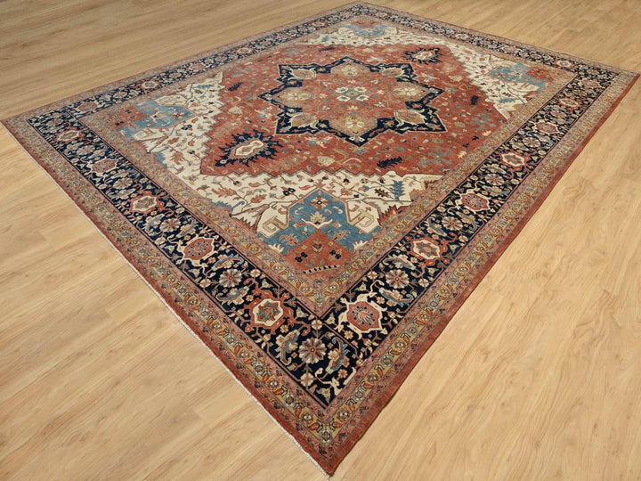 12'0" x 15'1" New Hand Knotted Red Wool Rectangle Oriental Rug - MOA10290742
