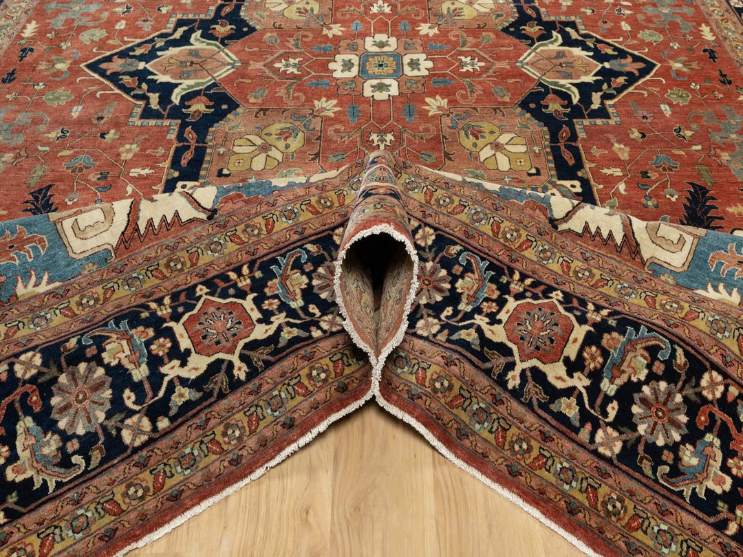 12'0" x 15'1" New Hand Knotted Red Wool Rectangle Oriental Rug - MOA10290742