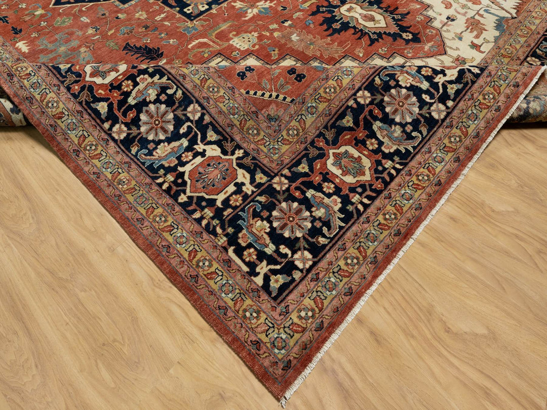 12'0" x 15'1" New Hand Knotted Red Wool Rectangle Oriental Rug - MOA10290742