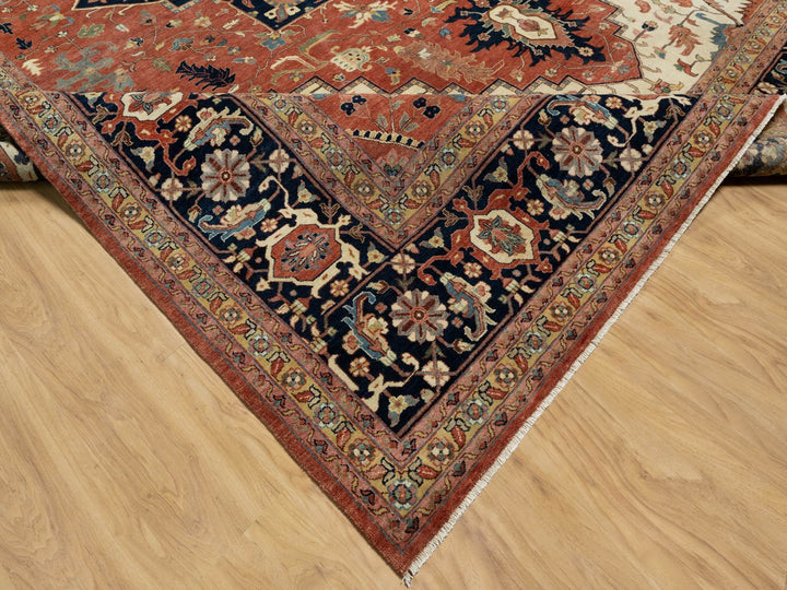 12'0" x 15'1" New Hand Knotted Red Wool Rectangle Oriental Rug - MOA10290742