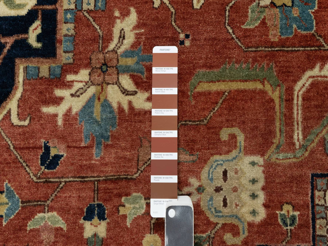 12'0" x 15'1" New Hand Knotted Red Wool Rectangle Oriental Rug - MOA10290742