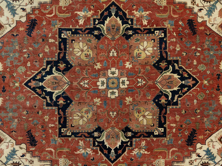 12'0" x 15'1" New Hand Knotted Red Wool Rectangle Oriental Rug - MOA10290742