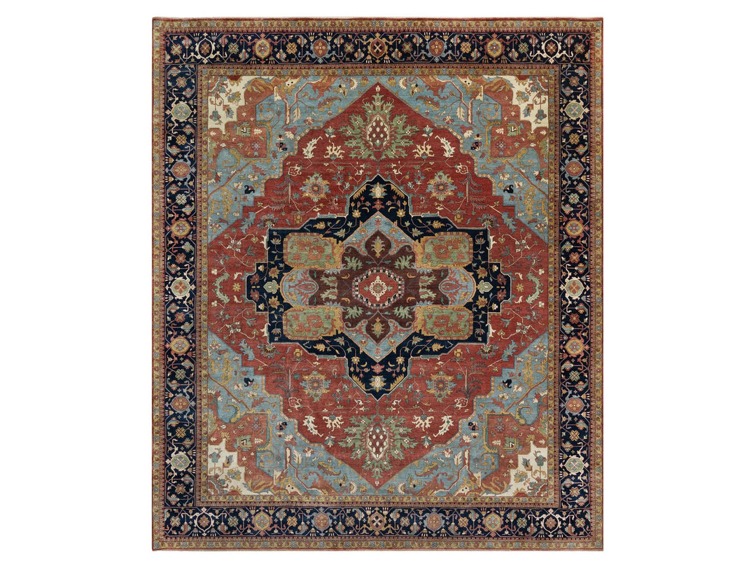 13'9" x 16'2" New Hand Knotted Red Wool Rectangle Oriental Rug - MOA10290744