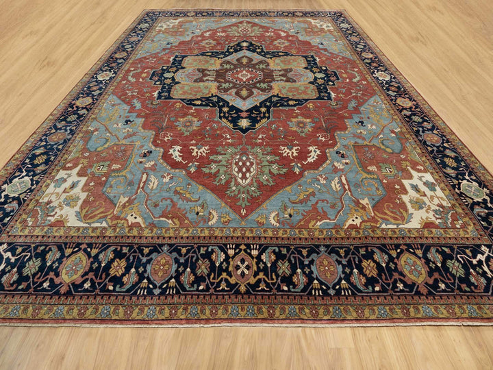 13'9" x 16'2" New Hand Knotted Red Wool Rectangle Oriental Rug - MOA10290744