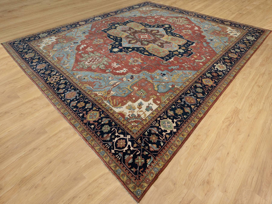 13'9" x 16'2" New Hand Knotted Red Wool Rectangle Oriental Rug - MOA10290744