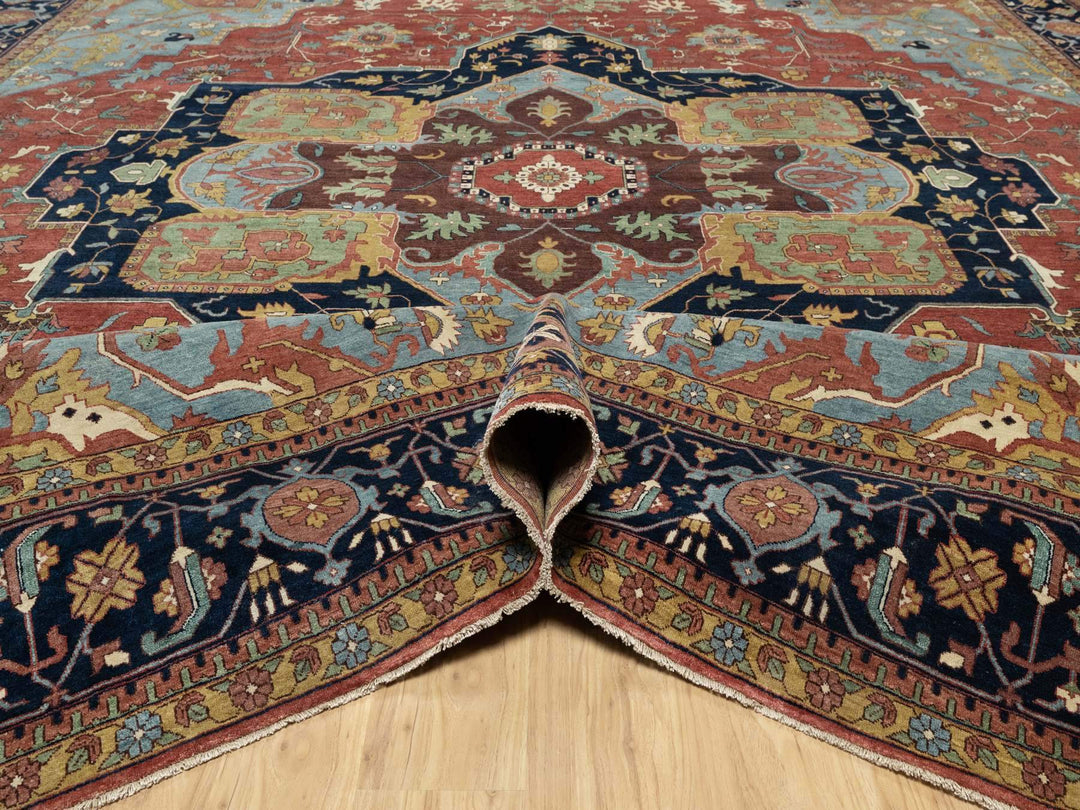 13'9" x 16'2" New Hand Knotted Red Wool Rectangle Oriental Rug - MOA10290744